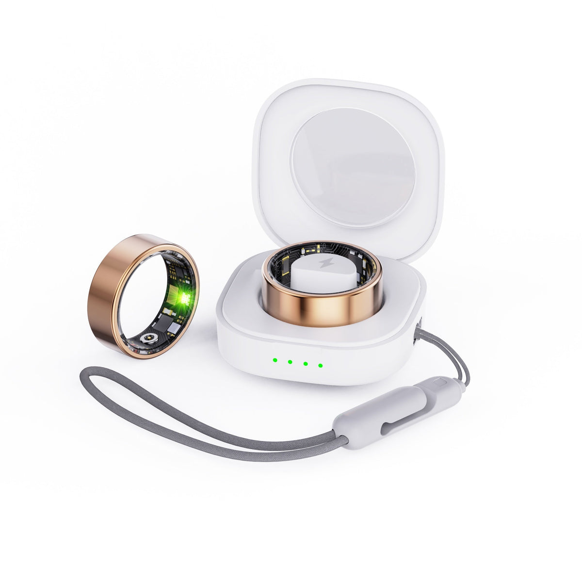 Intelligenter Fitnessring mit Ladeetui, Gold