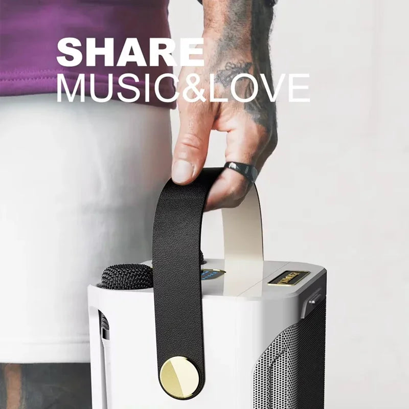 High-power Bluetooth karaoke speaker with two microphones