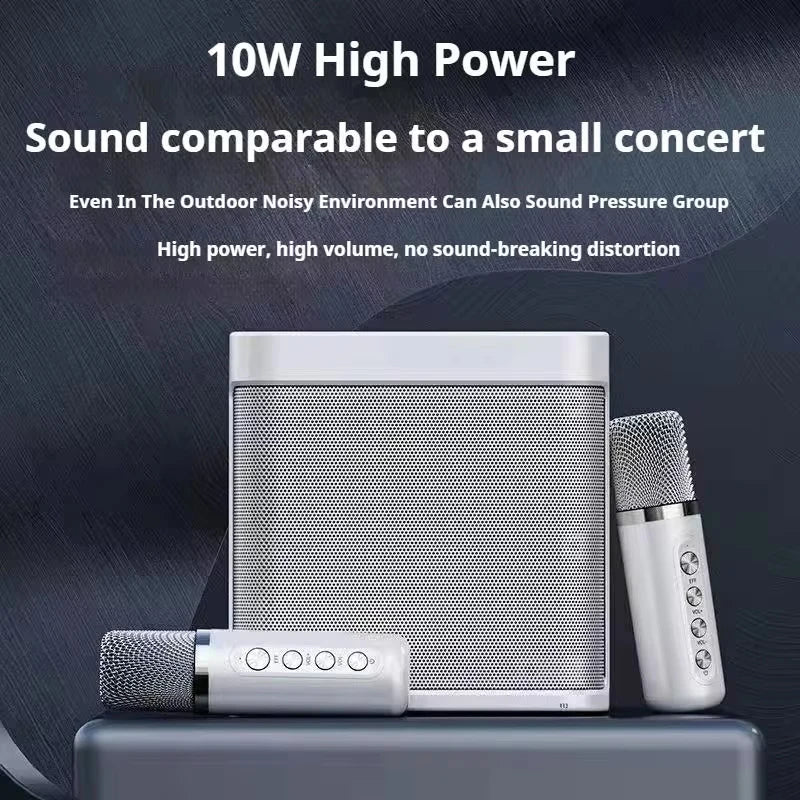 Portable Dual Microphone Karaoke Speaker System (White)-2