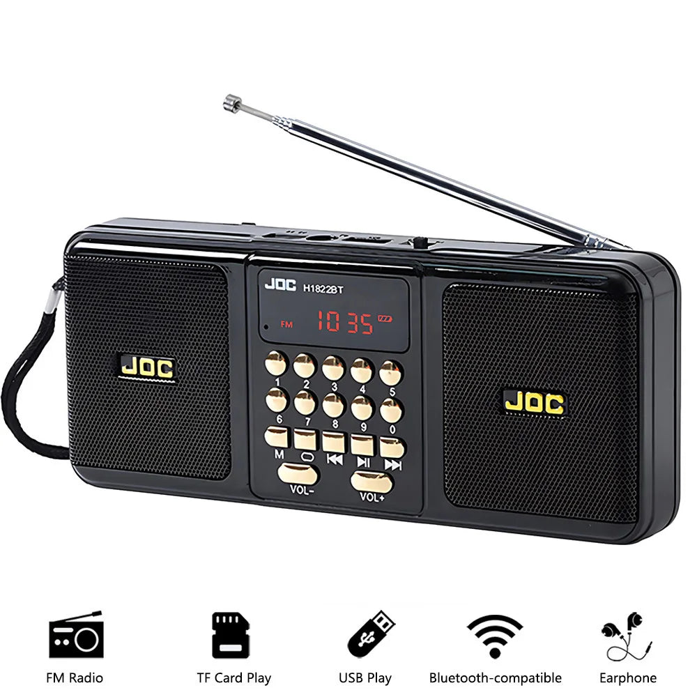 Enceinte portable avec Bluetooth et radio FM, noire
