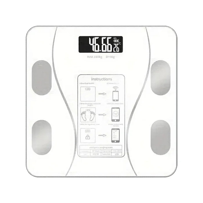 Balance connectée Bluetooth blanche de composition corporelle, jusqu'à 200 kg
