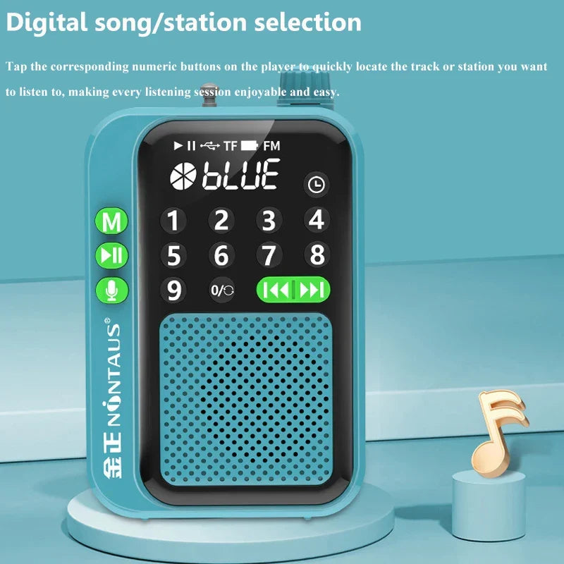Mini Portable FM Radio Rechargeable Blue-2