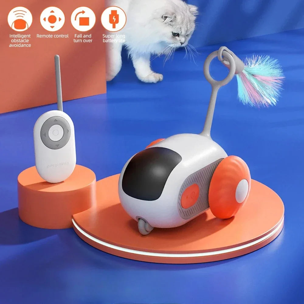 Voiture-jouet intelligente pour chats avec télécommande