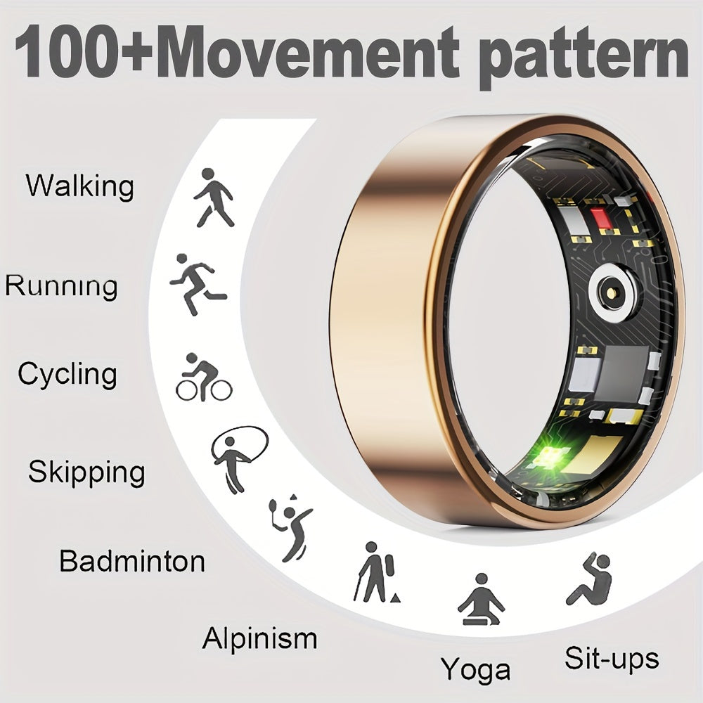 Intelligenter Fitnessring mit Ladeetui, Gold