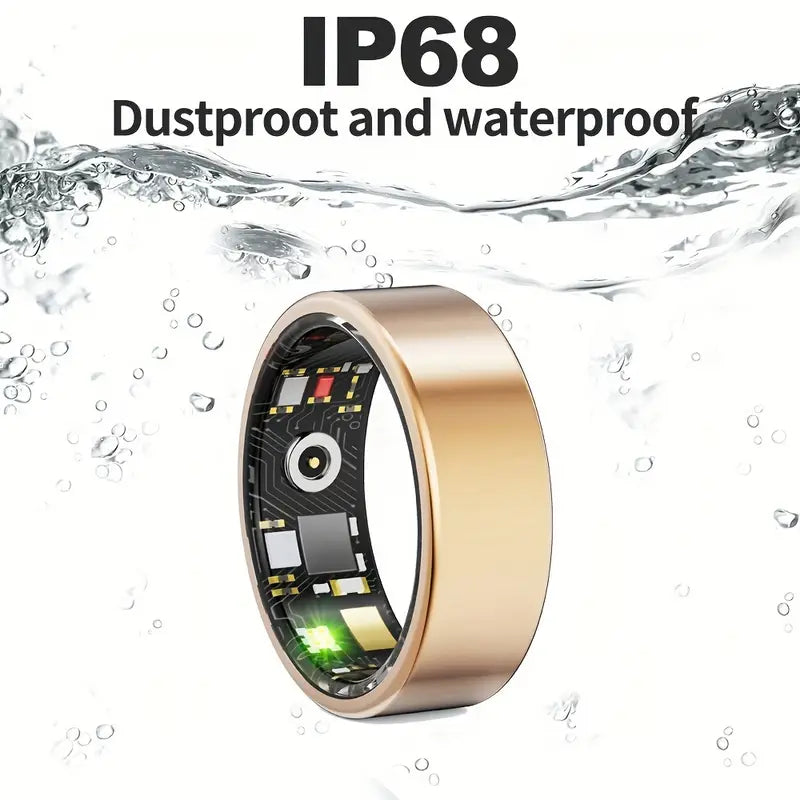 Intelligenter Fitnessring mit Ladeetui, Gold