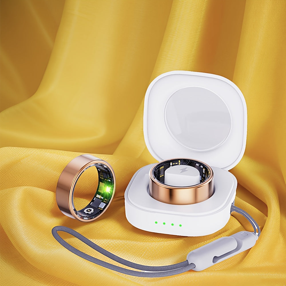 Intelligenter Fitnessring mit Ladeetui, Gold