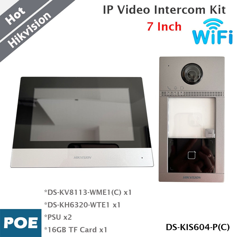 Hikvision WLAN-IP-Türsprechanlagen-Set mit 7-Zoll-Farbbildschirm