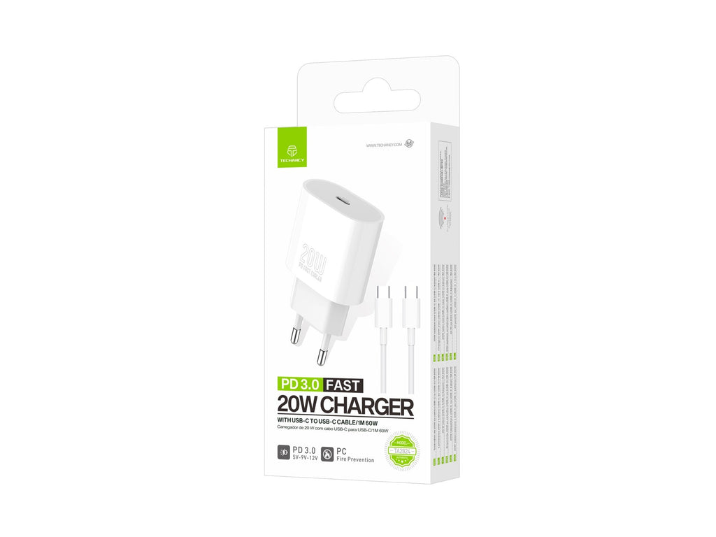 Techancy TA2824 USB-C-Ladegerät PD 3.0 mit 20 W und USB-C-Kabel