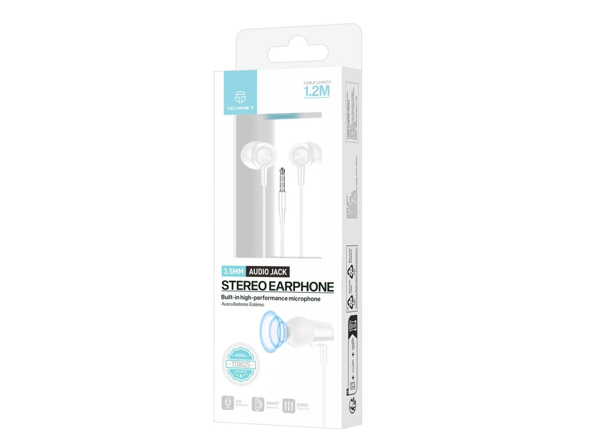 Écouteurs filaires Techancy TD8025 de 3,5 mm avec commande intégrée