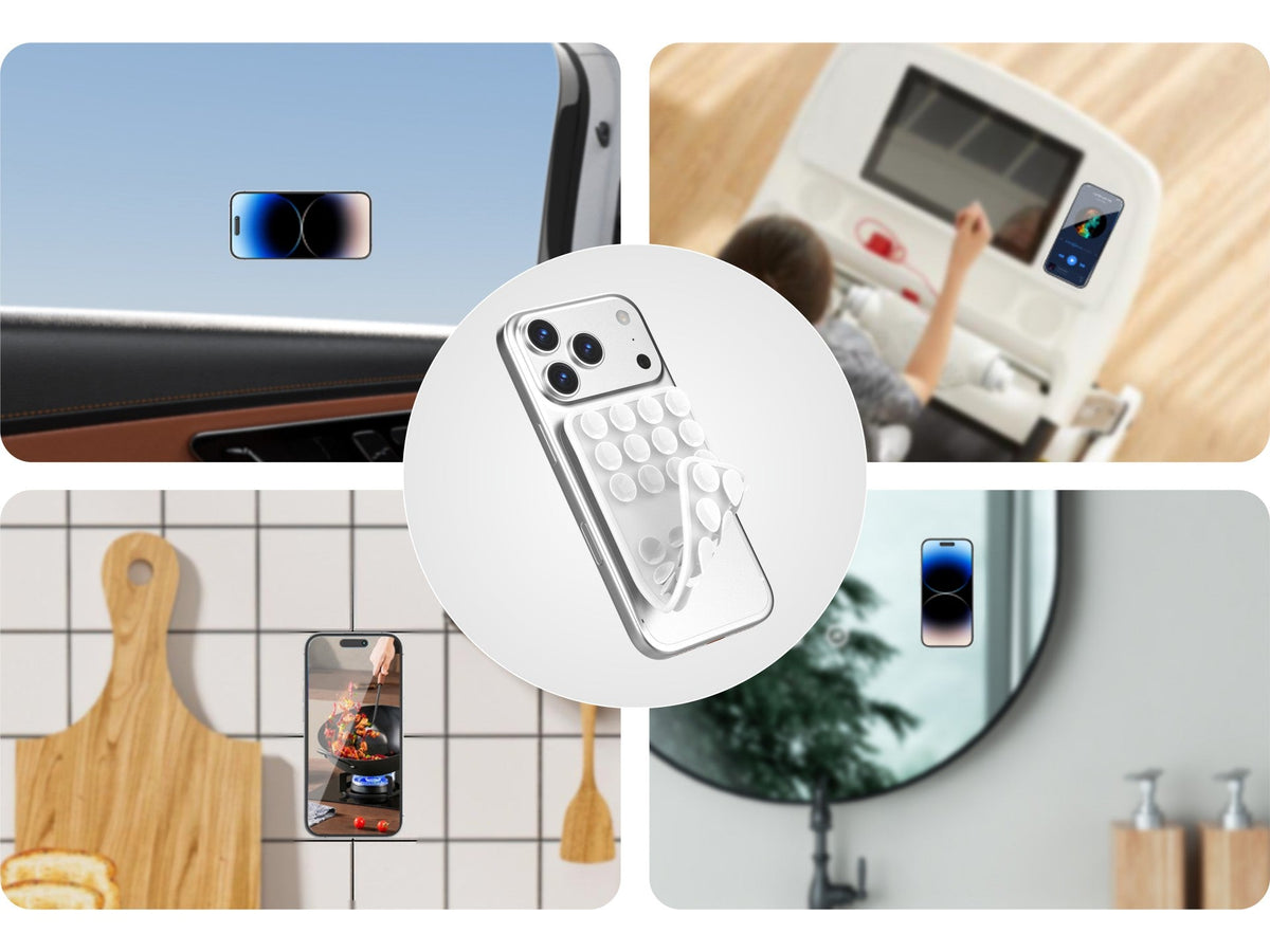White Techancy TZ6303 silicone suction-cup holder for phones and tablets
