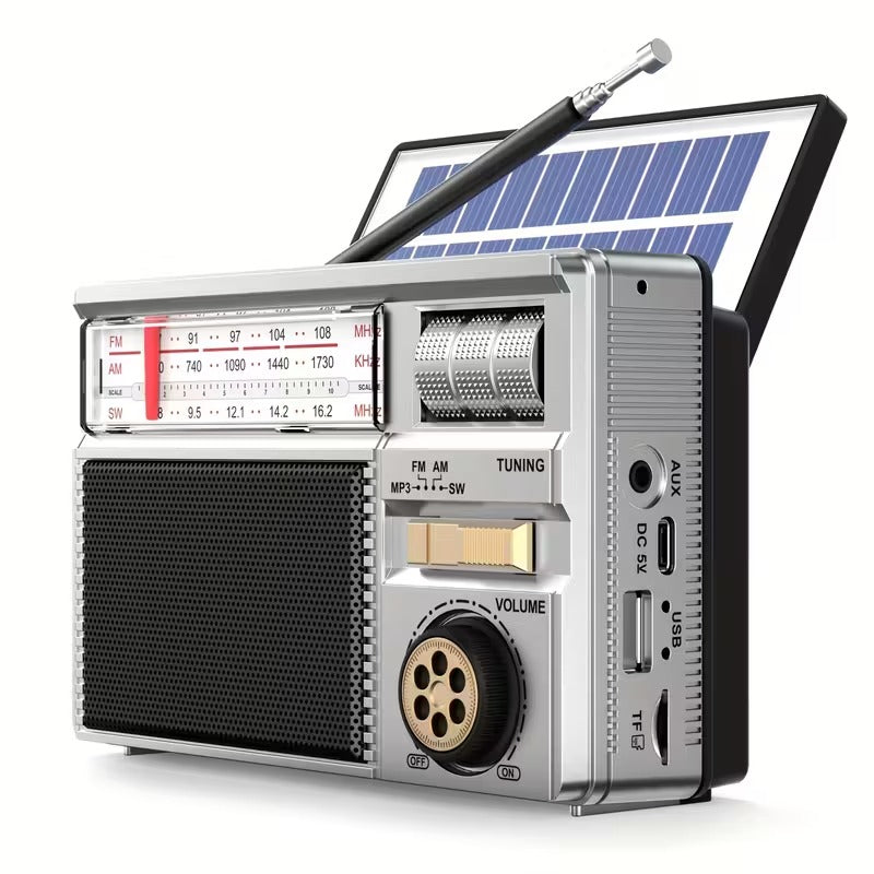 Multifunctional FM/AM/Bluetooth/solar portable radio